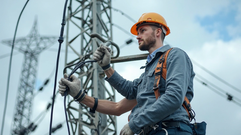 Высоковольтная линия электропередачи через степной пейзаж Казахстана