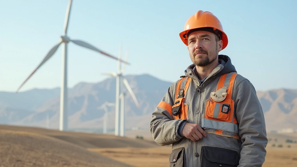 Ветровая электростанция с современными турбинами на фоне степного ландшафта Казахстана