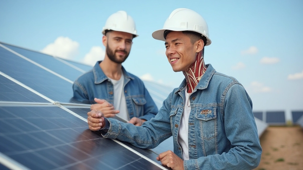 Современная солнечная электростанция в Казахстане с рядами фотоэлектрических панелей